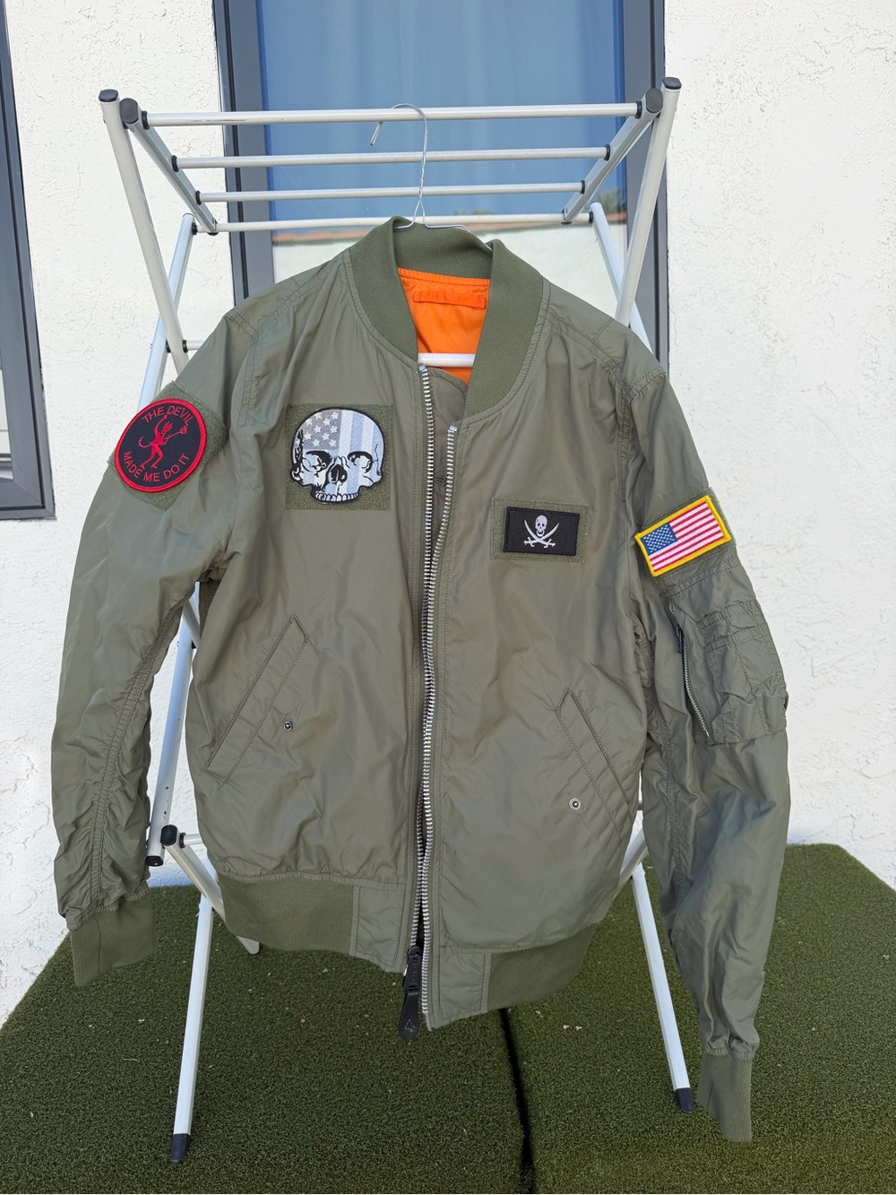 Barney’s New York x Alpha Industries  Olive Bomber Jacket with Orange Lining